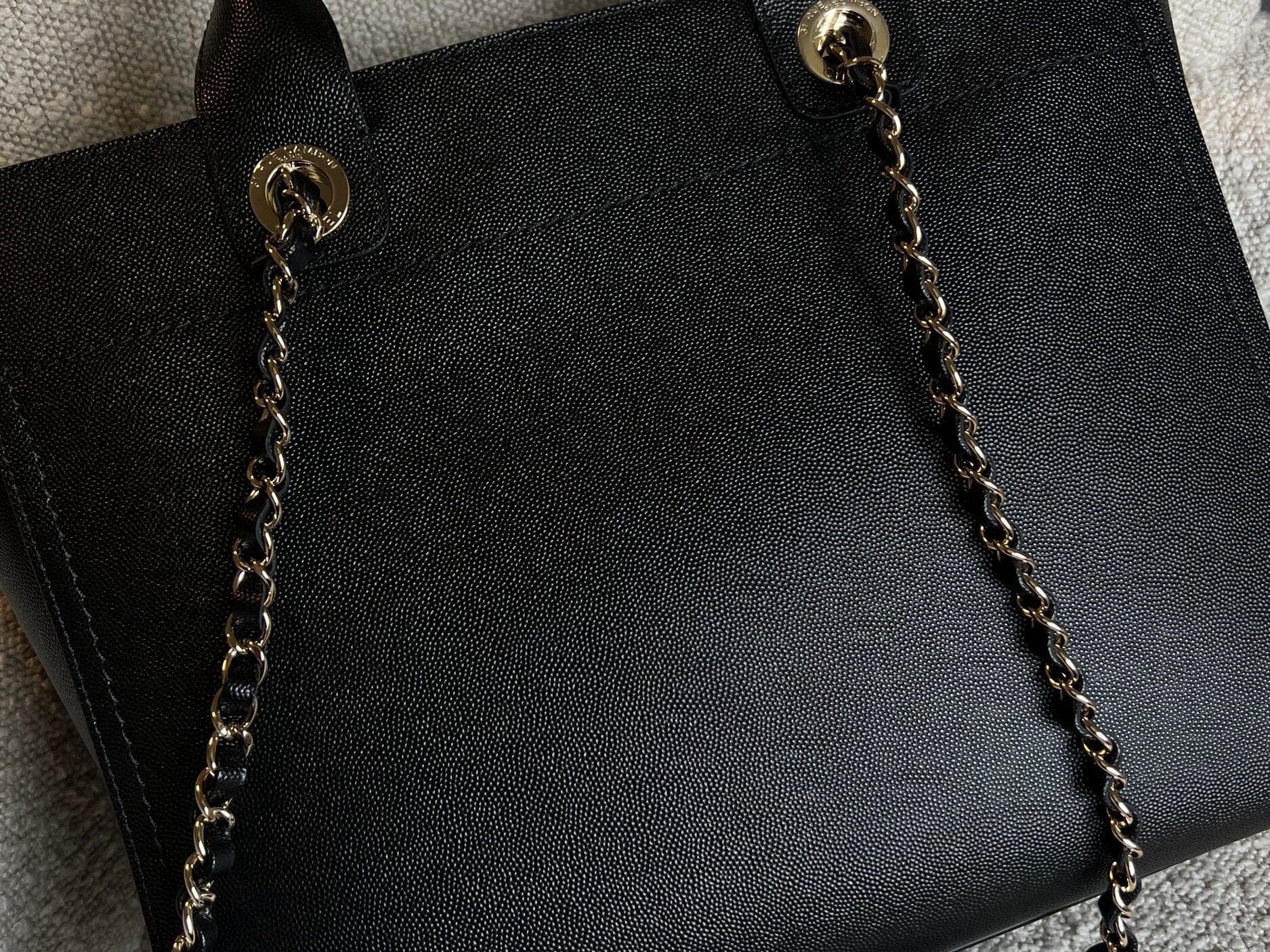 CHANEL Tote Chanel 20P Small/ Medium Deauville Shopping Tote Studded LGHW - Redeluxe