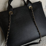 CHANEL Tote Chanel 20P Small/ Medium Deauville Shopping Tote Studded LGHW - Redeluxe
