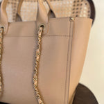 CHANEL Tote CHANEL LIGHT BEIGE MEDIUM DEAUVILLE SHOPPING TOTE STUDDED AGED HARDWARE - Redeluxe