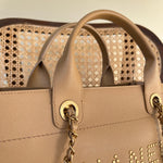 CHANEL Tote CHANEL LIGHT BEIGE MEDIUM DEAUVILLE SHOPPING TOTE STUDDED AGED HARDWARE - Redeluxe
