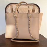 CHANEL Tote CHANEL LIGHT BEIGE MEDIUM DEAUVILLE SHOPPING TOTE STUDDED AGED HARDWARE - Redeluxe