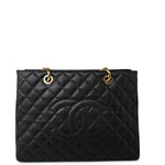 CHANEL Tote Grand Shopping Tote (GST) Black Caviar Quilted Gold Hardware - Redeluxe