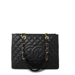 CHANEL Tote Grand Shopping Tote (GST) Black Caviar Quilted Gold Hardware - Redeluxe