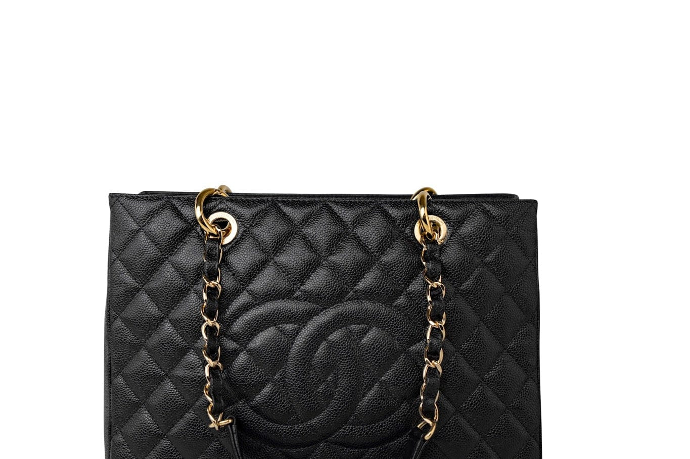 CHANEL Tote Grand Shopping Tote (GST) Black Caviar Quilted Gold Hardware - Redeluxe
