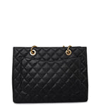 CHANEL Tote Grand Shopping Tote (GST) Black Caviar Quilted Gold Hardware - Redeluxe