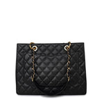 CHANEL Tote Grand Shopping Tote (GST) Black Caviar Quilted Gold Hardware - Redeluxe