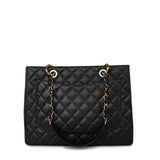 CHANEL Tote Grand Shopping Tote (GST) Black Caviar Quilted Gold Hardware - Redeluxe