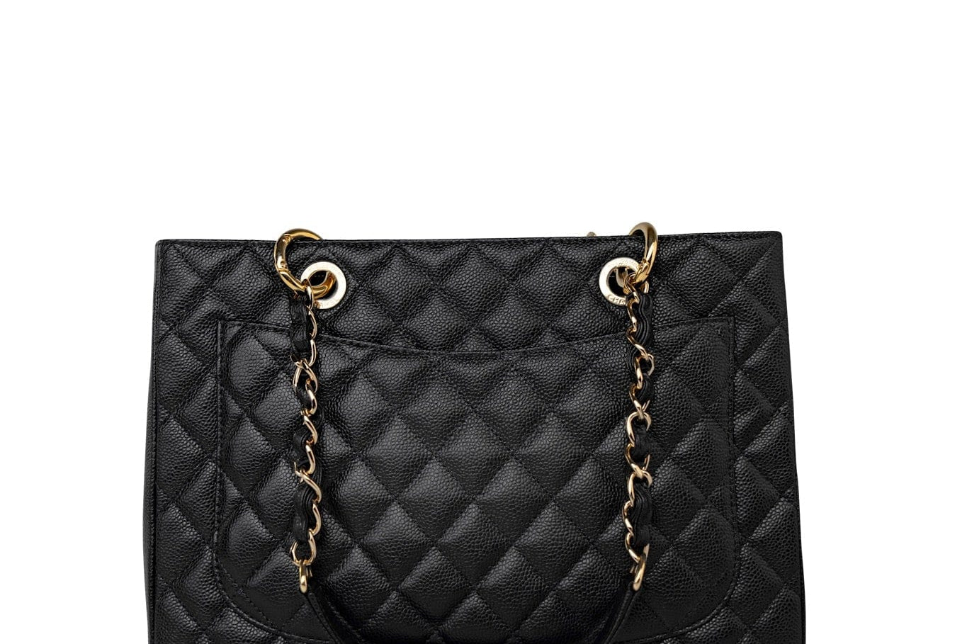 CHANEL Tote Grand Shopping Tote (GST) Black Caviar Quilted Gold Hardware - Redeluxe