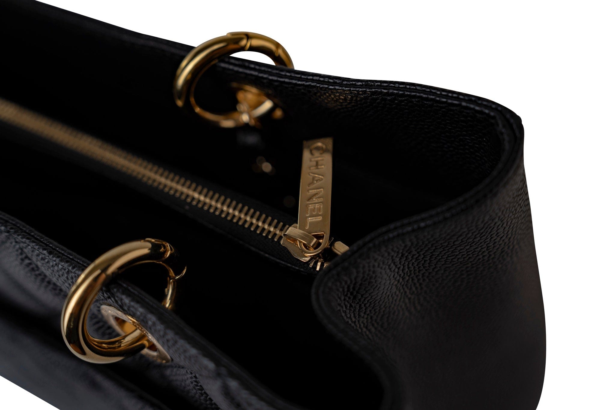CHANEL Tote Grand Shopping Tote (GST) Black Caviar Quilted Gold Hardware - Redeluxe