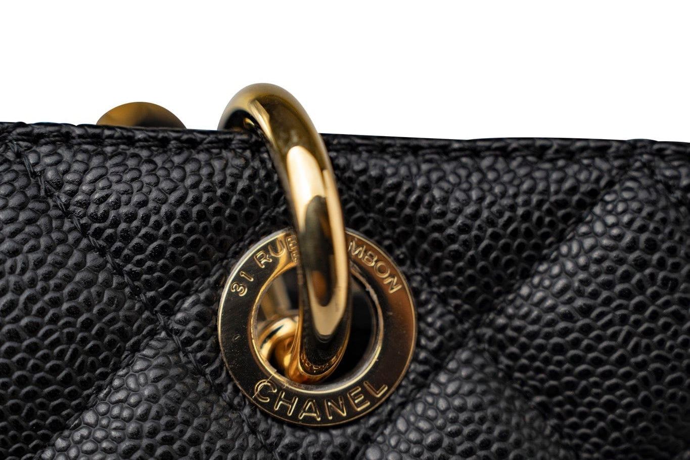 CHANEL Tote Grand Shopping Tote (GST) Black Caviar Quilted Gold Hardware - Redeluxe