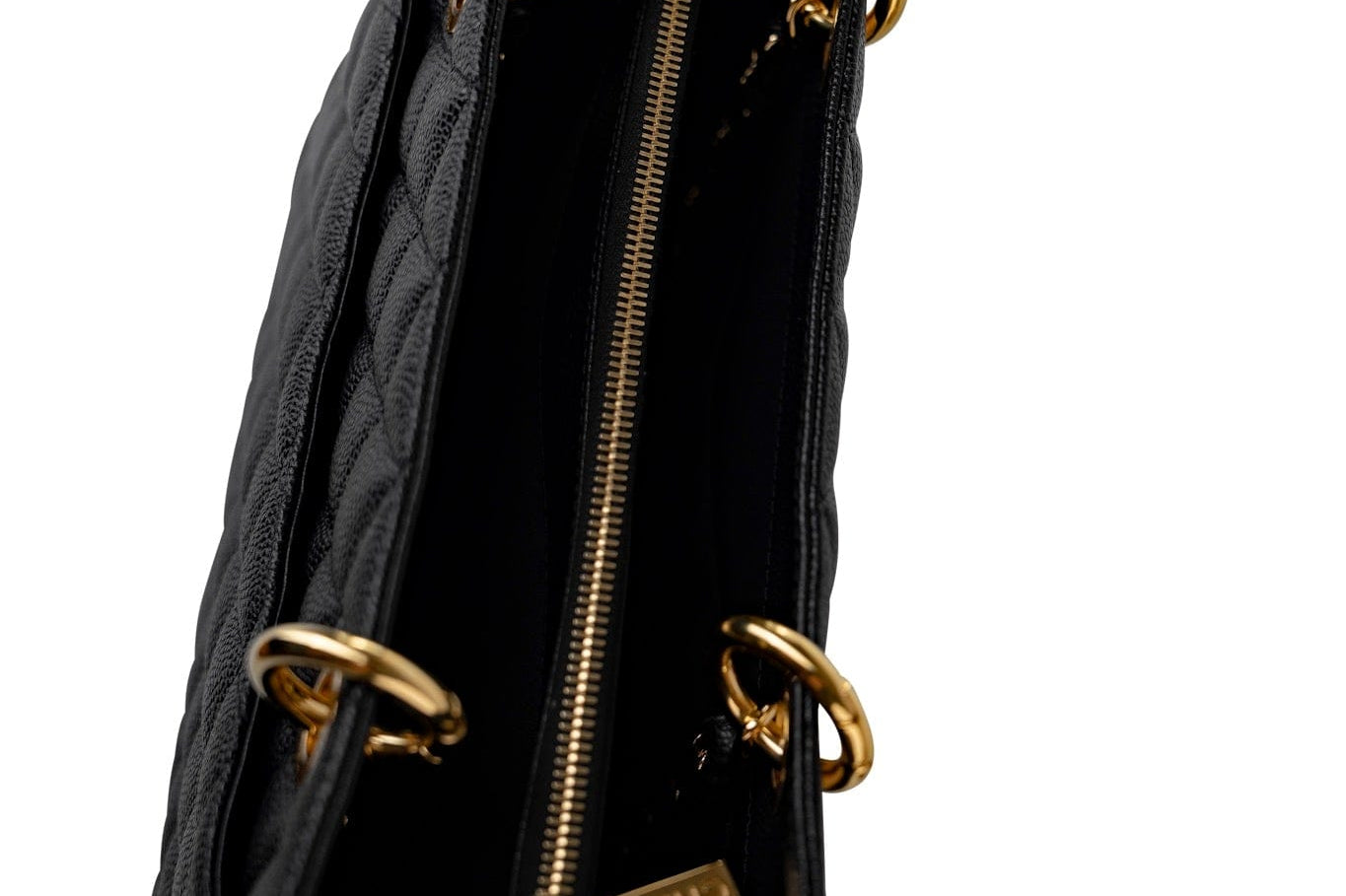 CHANEL Tote Grand Shopping Tote (GST) Black Caviar Quilted Gold Hardware - Redeluxe