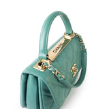 CHANEL Tote Green Trendy CC Green Lambskin Quilted Light Gold Hardware - Redeluxe