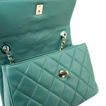 CHANEL Tote Green Trendy CC Green Lambskin Quilted Light Gold Hardware - Redeluxe