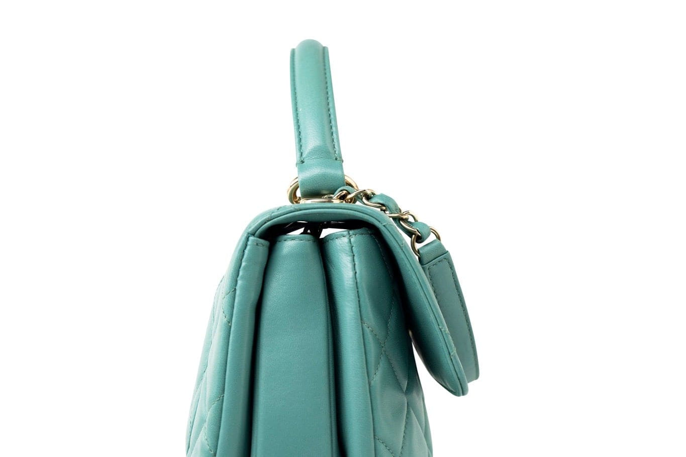 CHANEL Tote Green Trendy CC Green Lambskin Quilted Light Gold Hardware - Redeluxe