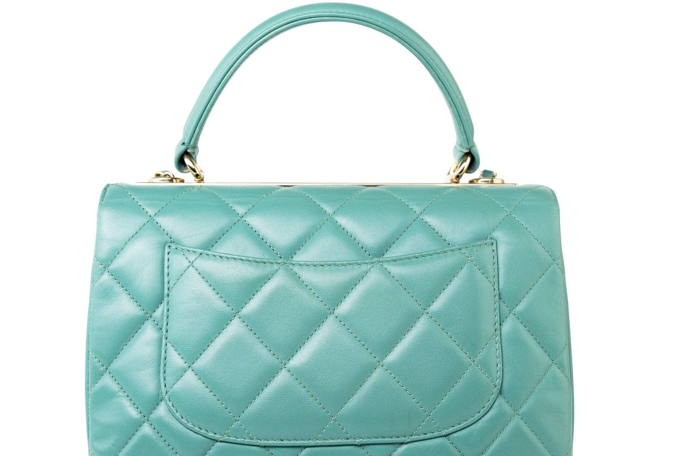 CHANEL Tote Green Trendy CC Green Lambskin Quilted Light Gold Hardware - Redeluxe