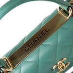 CHANEL Tote Green Trendy CC Green Lambskin Quilted Light Gold Hardware - Redeluxe