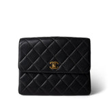 CHANEL Vintage Black Caviar Quilted Square Flap Gold Hardware - Redeluxe