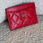 CHANEL Wallet 22S Red Caviar Quilted Card Holder LGHW - Redeluxe
