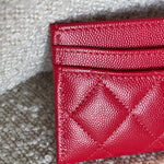 CHANEL Wallet 22S Red Caviar Quilted Card Holder LGHW - Redeluxe