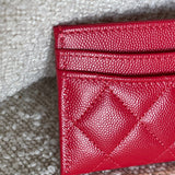 CHANEL Wallet 22S Red Caviar Quilted Card Holder LGHW - Redeluxe