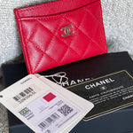 CHANEL Wallet 22S Red Caviar Quilted Card Holder LGHW - Redeluxe