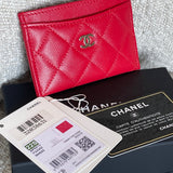 CHANEL Wallet 22S Red Caviar Quilted Card Holder LGHW - Redeluxe