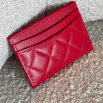CHANEL Wallet 22S Red Caviar Quilted Card Holder LGHW - Redeluxe