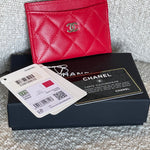 CHANEL Wallet 22S Red Caviar Quilted Card Holder LGHW - Redeluxe