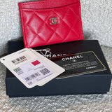 CHANEL Wallet 22S Red Caviar Quilted Card Holder LGHW - Redeluxe