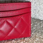 CHANEL Wallet 22S Red Caviar Quilted Card Holder LGHW - Redeluxe