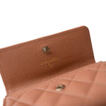 CHANEL Wallet Beige 23P Rose Beige Caviar Quilted Flap O Card Holder - Redeluxe