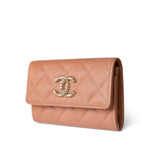 CHANEL Wallet Beige 23P Rose Beige Caviar Quilted Flap O Card Holder - Redeluxe