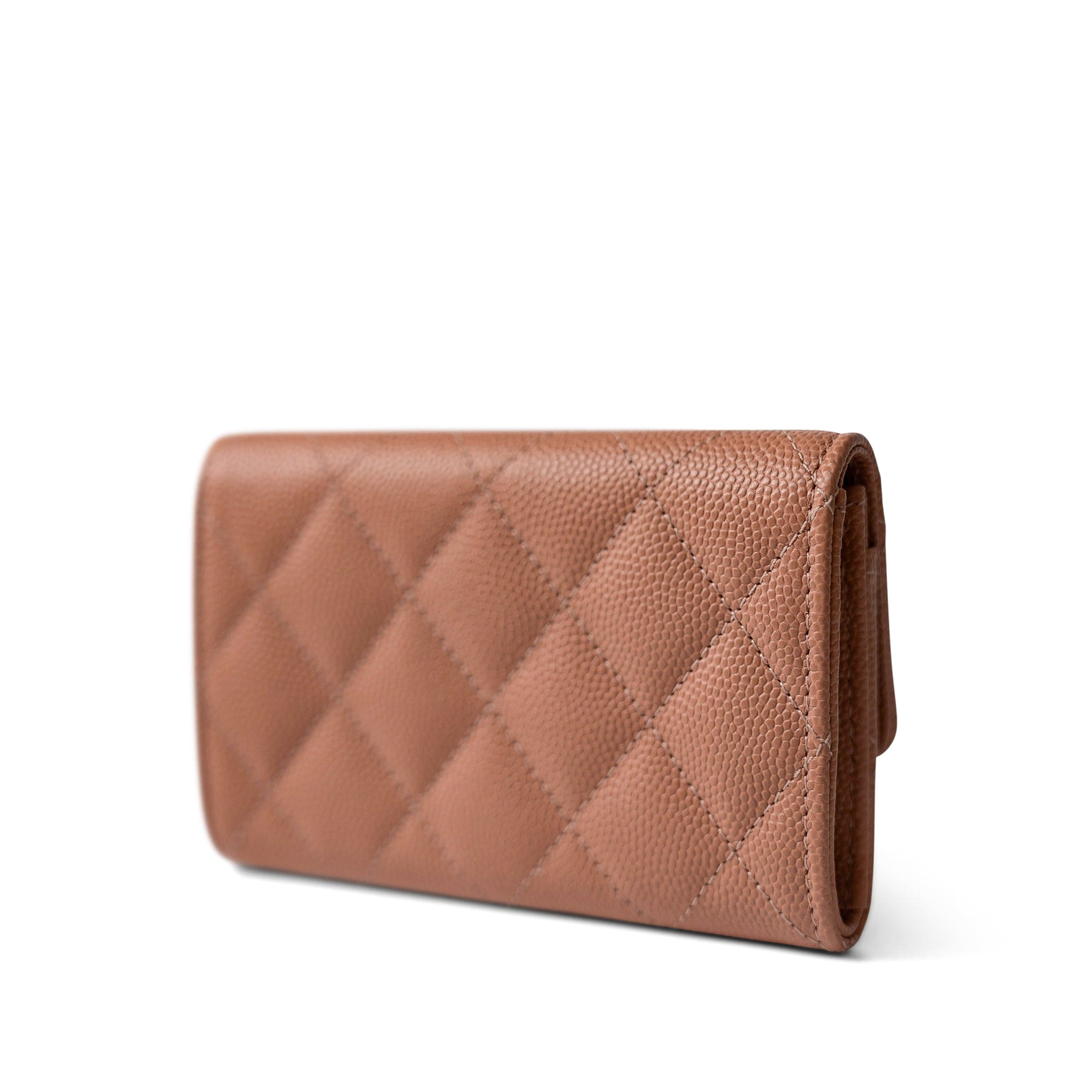 CHANEL Wallet Beige 23P Rose Beige Caviar Quilted Flap O Card Holder - Redeluxe