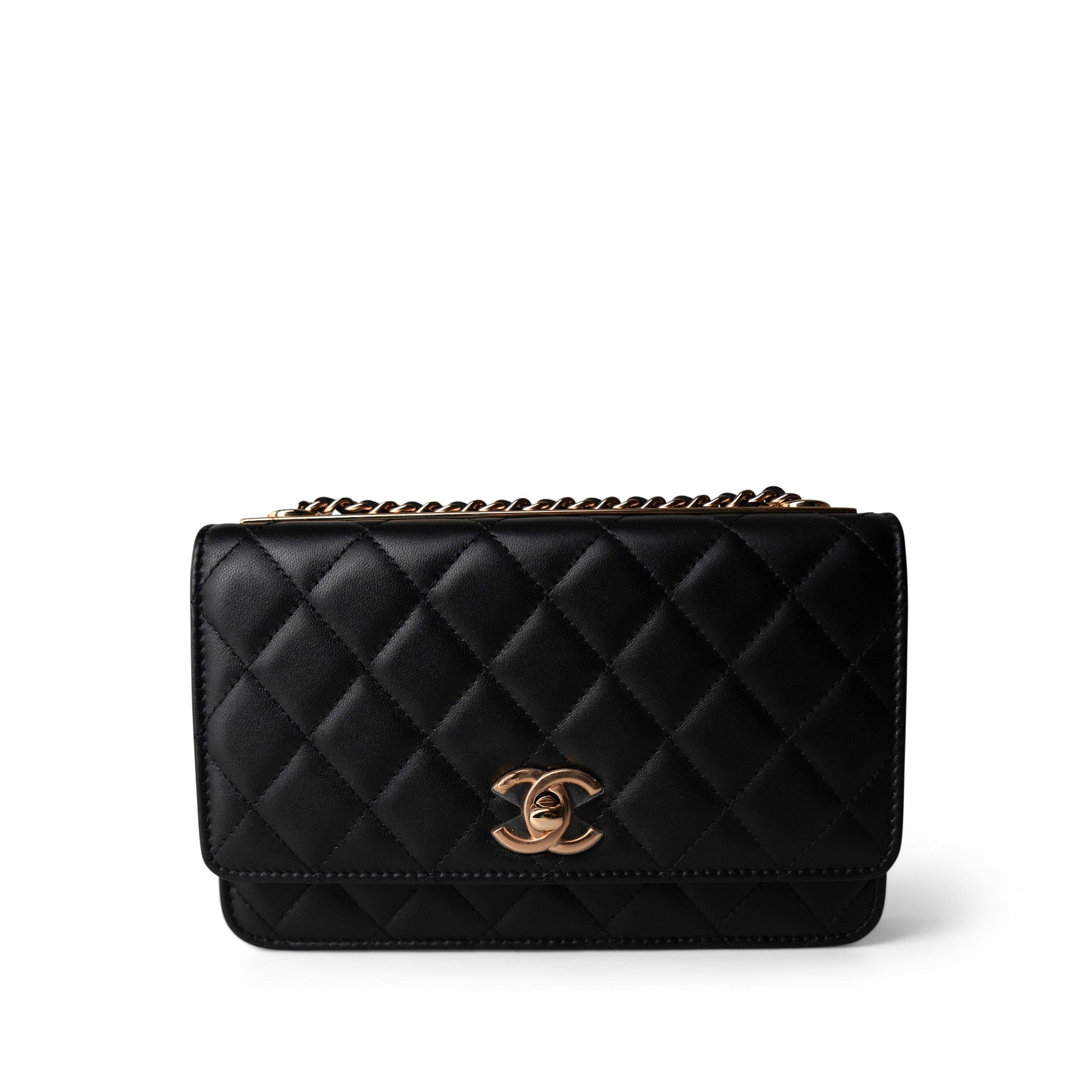 CHANEL Wallet Black Black 22C WOC Trendy CC Rose Gold Hardware - Redeluxe