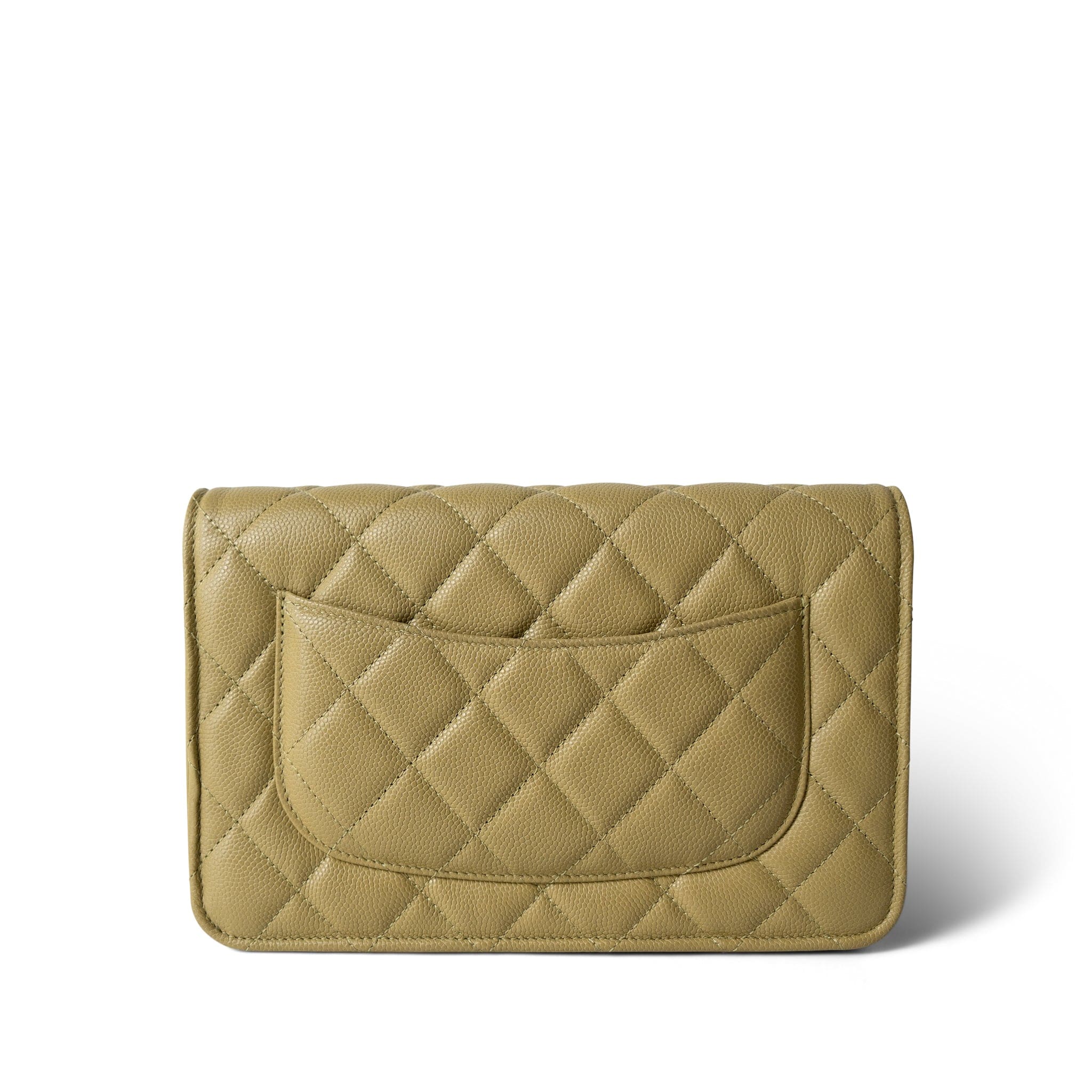 CHANEL Wallet Green Green Yellow Moss Caviar Quilted Wallet on Chain WOC Light Gold Hardware - Redeluxe