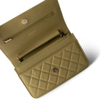 CHANEL Wallet Green Green Yellow Moss Caviar Quilted Wallet on Chain WOC Light Gold Hardware - Redeluxe