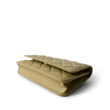 CHANEL Wallet Green Green Yellow Moss Caviar Quilted Wallet on Chain WOC Light Gold Hardware - Redeluxe
