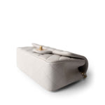 CHANEL White Mini Top Handle Pearly White Iridescent Lambskin Quilted Aged Gold Hardware - Redeluxe