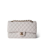 CHANEL White White Caviar Quilted Classic Flap Medium Light Gold Hardware - Redeluxe