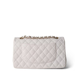 CHANEL White White Caviar Quilted Classic Flap Medium Light Gold Hardware - Redeluxe