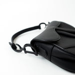 Christian Dior Handbag Black Dior Mini Ultramatte Black Saddle Bag Grained Calfskin Leather - Redeluxe