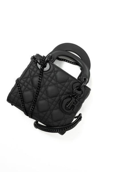 Mini Lady Dior Bag Matte Black CHRISTIAN DIOR MINI LADY DIOR MATTE