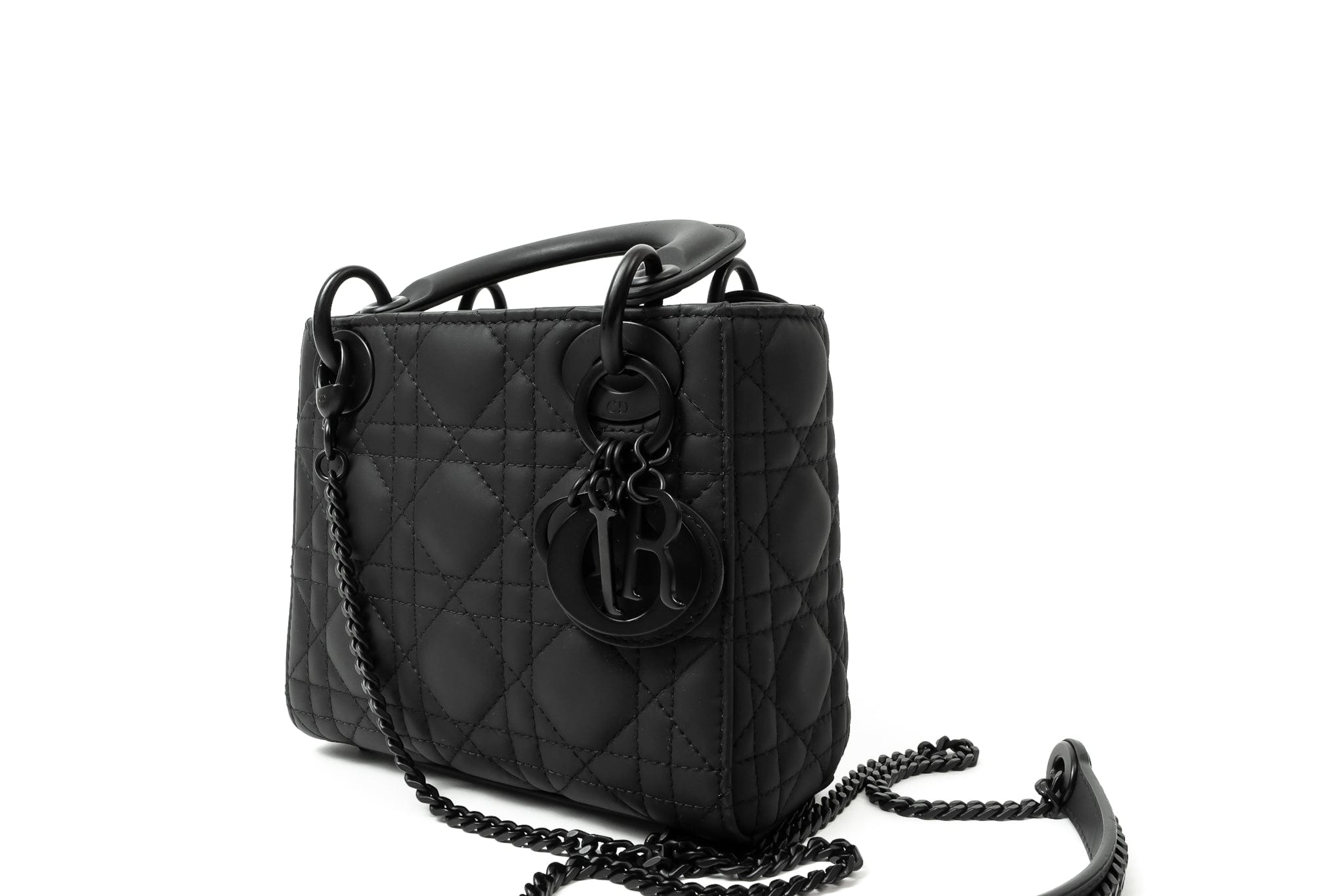 Christian Dior Handbag Christian Dior Matte Black Lady Dior Mini - Redeluxe