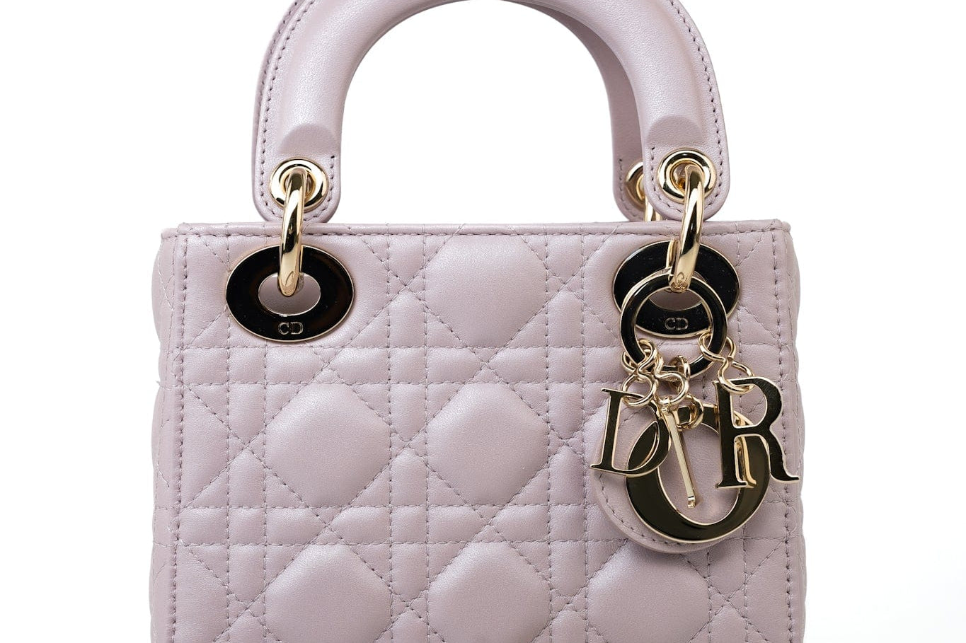 Christian Dior Handbag Christian Dior Mini Lady Dior Lotus Cannage  Pale Lilac Pink Pearlescent Lambskin - Redeluxe