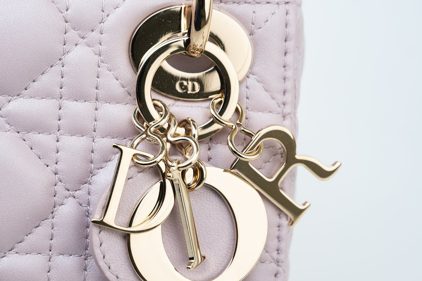 Christian Dior Handbag Christian Dior Mini Lady Dior Lotus Cannage  Pale Lilac Pink Pearlescent Lambskin - Redeluxe