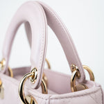 Christian Dior Handbag Christian Dior Mini Lady Dior Lotus Cannage  Pale Lilac Pink Pearlescent Lambskin - Redeluxe