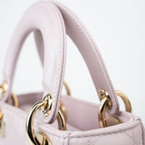 Christian Dior Handbag Christian Dior Mini Lady Dior Lotus Cannage  Pale Lilac Pink Pearlescent Lambskin - Redeluxe