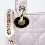 Christian Dior Handbag Christian Dior Mini Lady Dior Lotus Cannage  Pale Lilac Pink Pearlescent Lambskin - Redeluxe