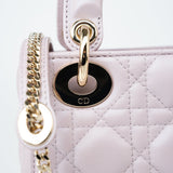 Christian Dior Handbag Christian Dior Mini Lady Dior Lotus Cannage  Pale Lilac Pink Pearlescent Lambskin - Redeluxe