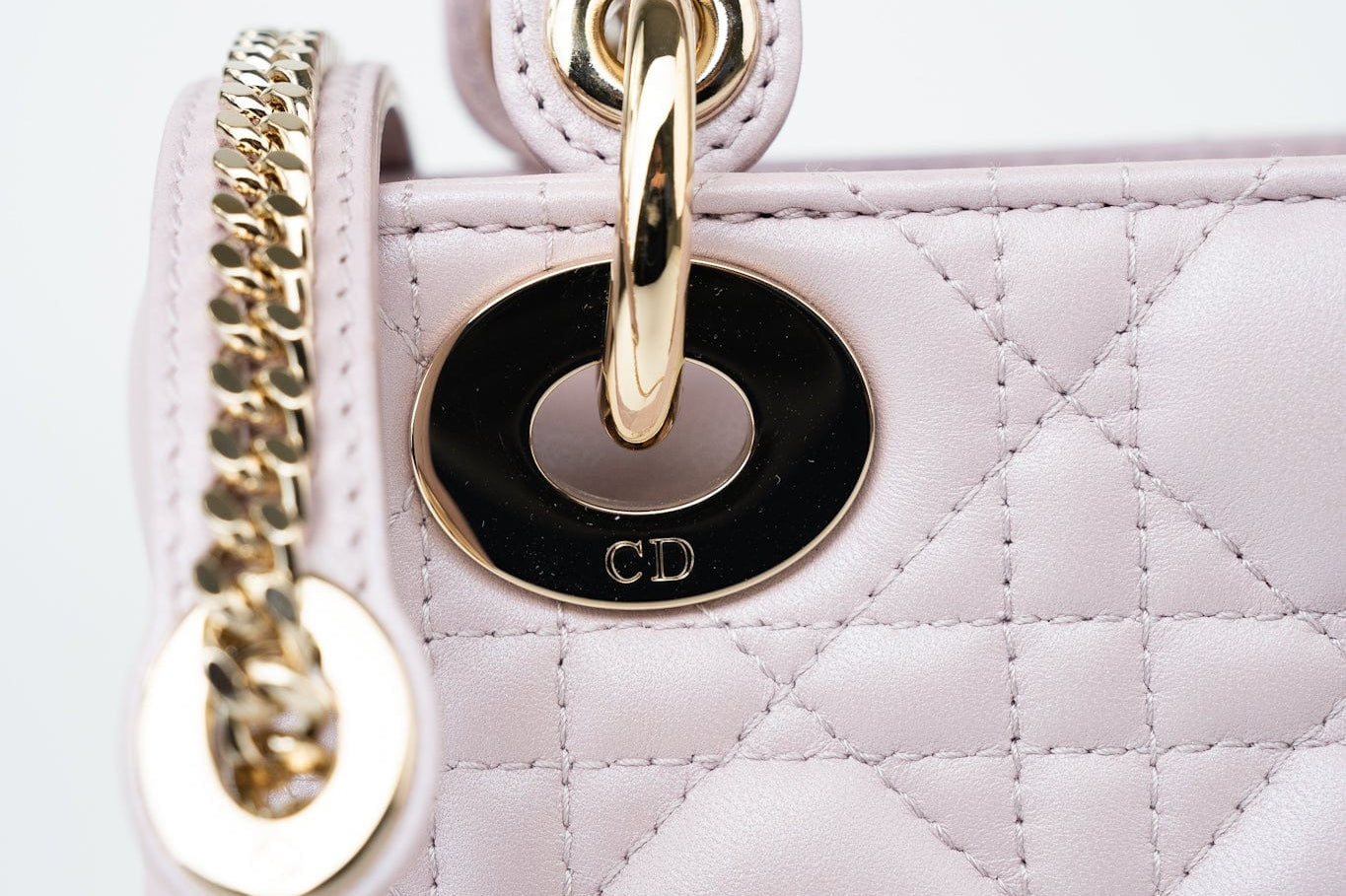 Christian Dior Handbag Christian Dior Mini Lady Dior Lotus Cannage  Pale Lilac Pink Pearlescent Lambskin - Redeluxe